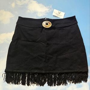 Sexy Southwestern Black Concho Fringe Mini Skirt Cowgirl Skirt Nashville Outfit